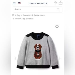 Janie and Jack Winter Dog Knit Sweater Kids 4